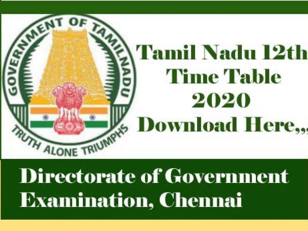 Tamil Nadu 12th Time Table 2020 Public Exam Timetable Released